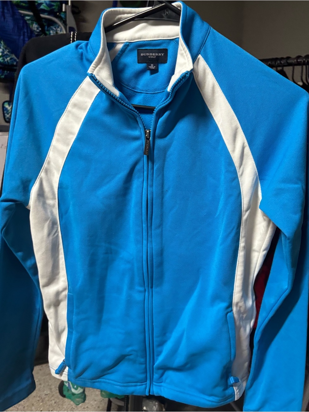 Burberry Bright Blue and White Golf Zip Jacket